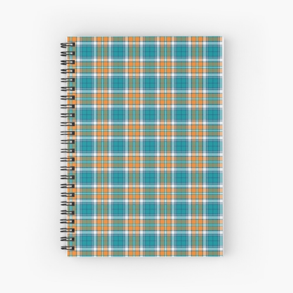 Turquoise and orange sporty plaid spiral notebook