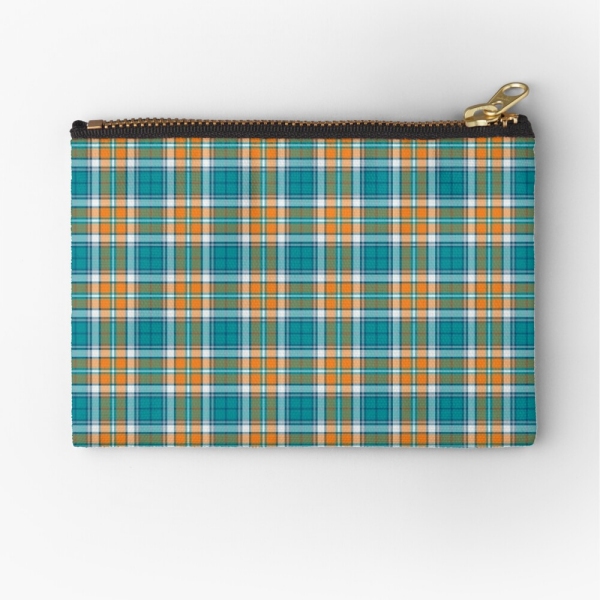 Turquoise and orange sporty plaid accessory bag