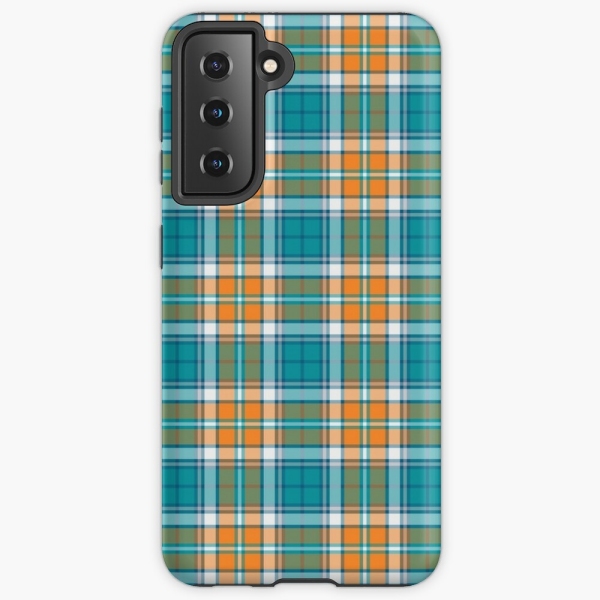 Turquoise and orange sporty plaid Samsung Galaxy case