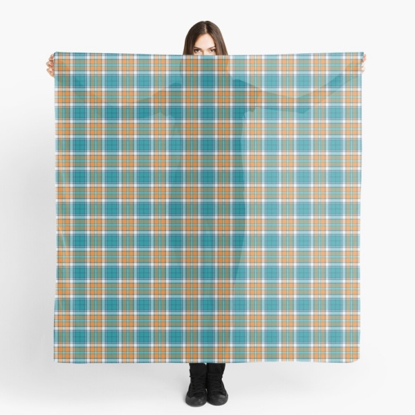 Turquoise and orange sporty plaid scarf
