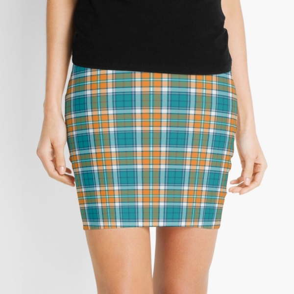 Turquoise and orange sporty plaid mini skirt