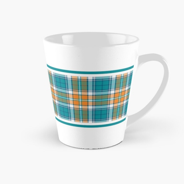 Turquoise and orange sporty plaid tall mug