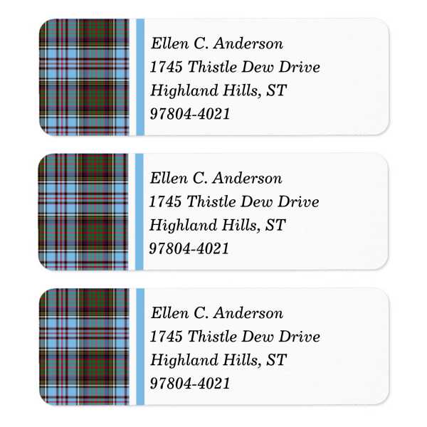 Return address labels with Anderson tartan border