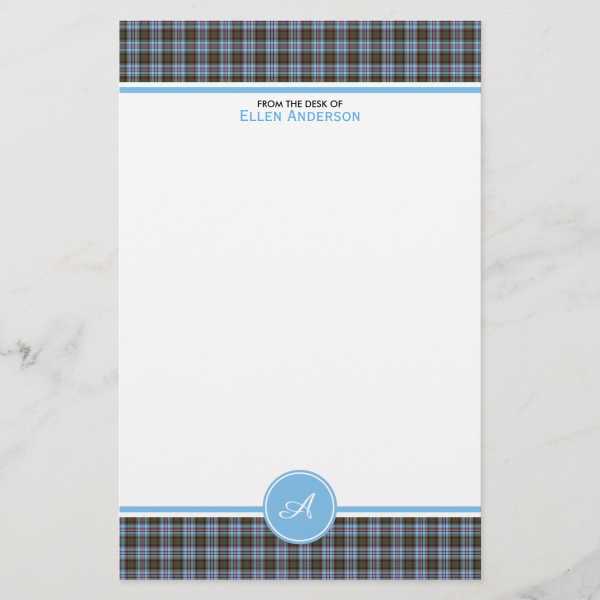 Stationery with Anderson tartan border