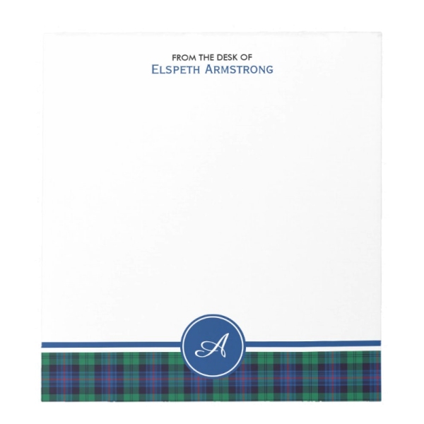 Note pad with Armstrong tartan border