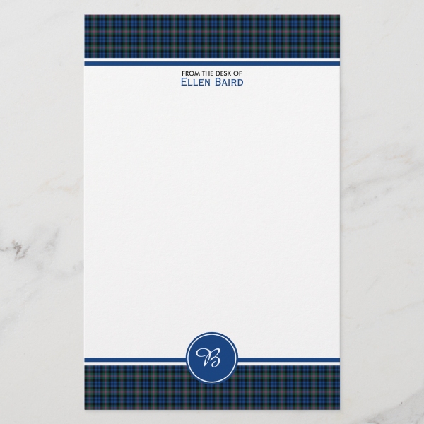 Stationery with Baird tartan border