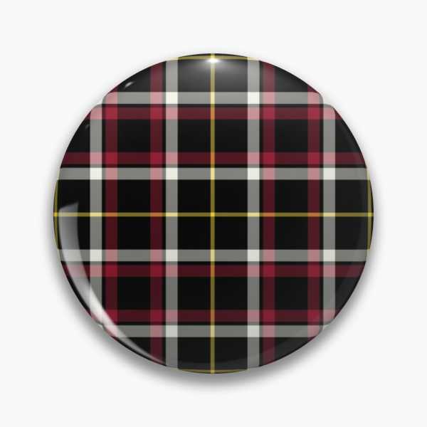 Black tartan pinback button