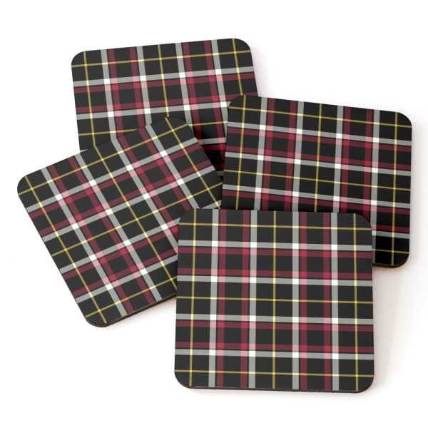 Black tartan beverage coasters