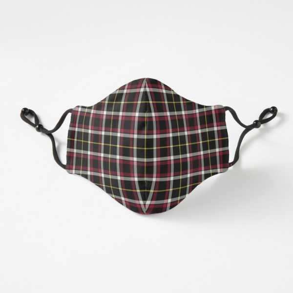 Black tartan fitted face mask
