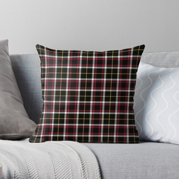 Black tartan throw pillow