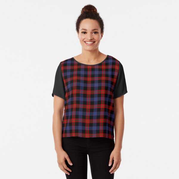 Brown tartan chiffon top