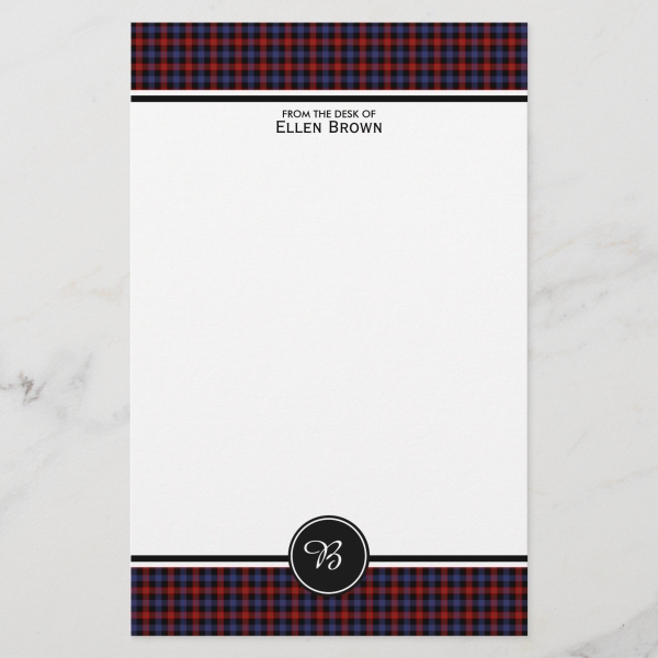Stationery with Brown tartan border