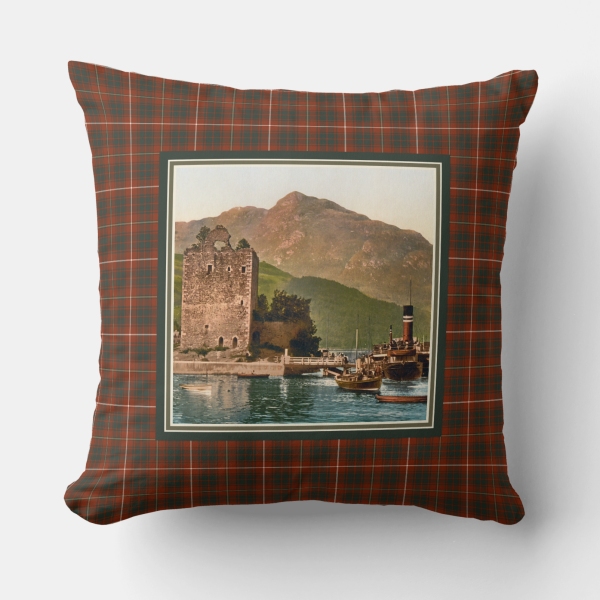 Bruce Weathered tartan Carrick Castle throw pillow