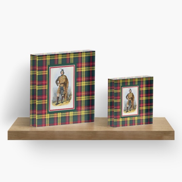 Buchanan vintage portrait with tartan acrylic block