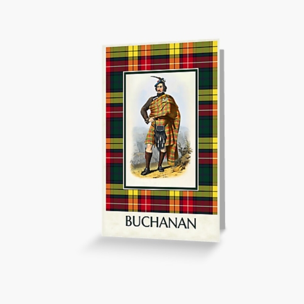 Buchanan vintage portrait with tartan greeting card