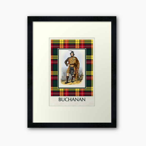 Buchanan vintage portrait with tartan framed print