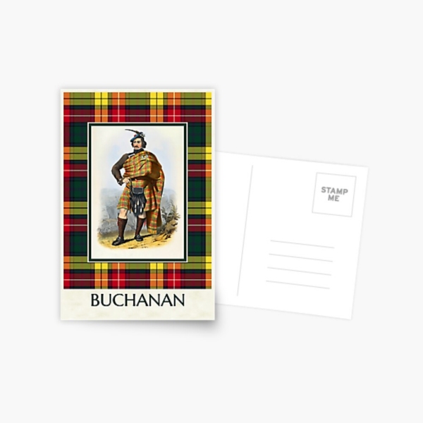 Buchanan vintage portrait with tartan postcard