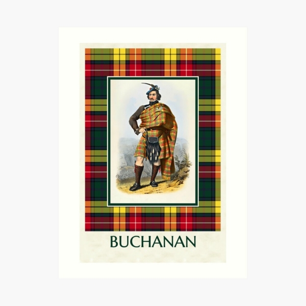 Buchanan vintage portrait with tartan art print