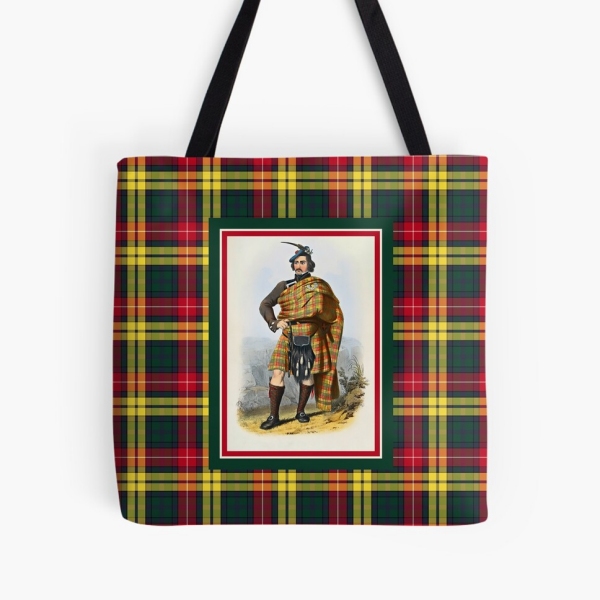 Buchanan vintage portrait with tartan tote bag