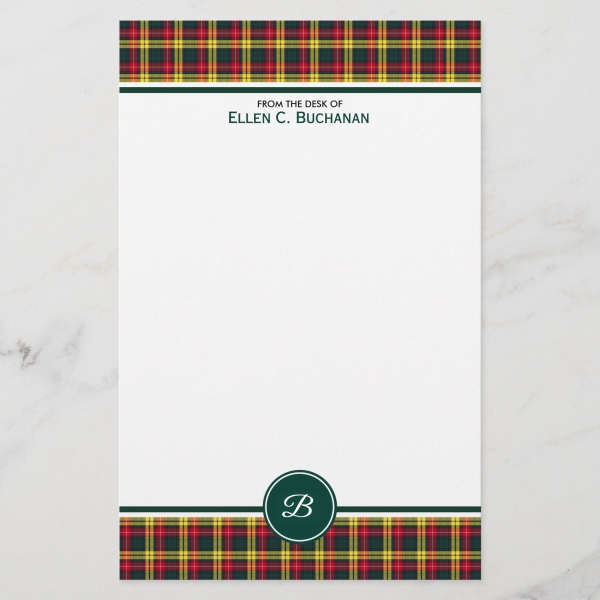 Stationery with Buchanan tartan border