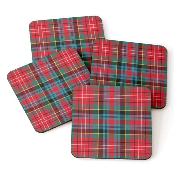 Ancient Caledonia District tartan beverage coasters