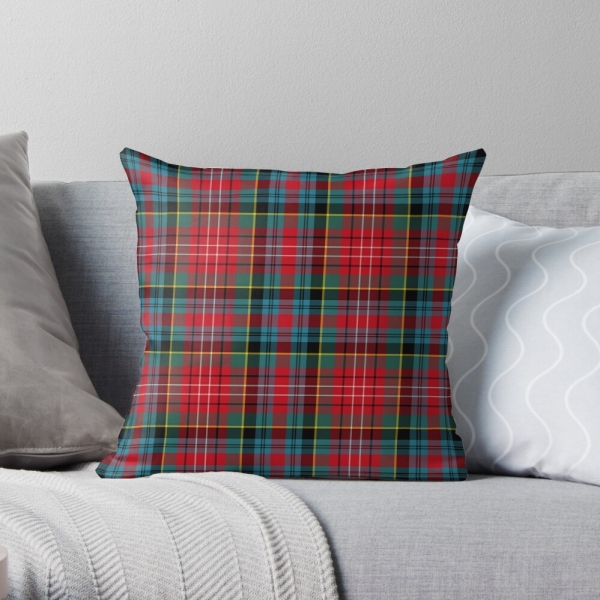 Ancient Caledonia District tartan throw pillow