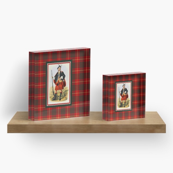 Cameron vintage portrait with tartan acrylic block