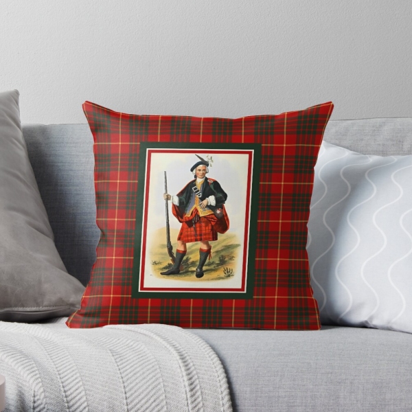 Cameron vintage portrait with tartan throw pillow