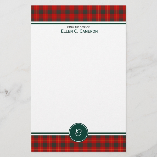 Stationery with Cameron tartan border