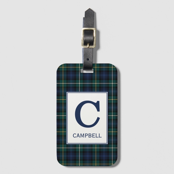 Campbell tartan luggage tag