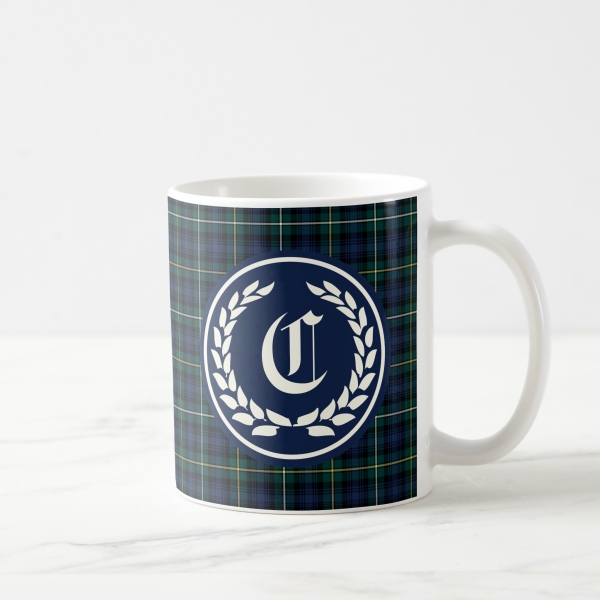 Campbell tartan monogrammed coffee mug