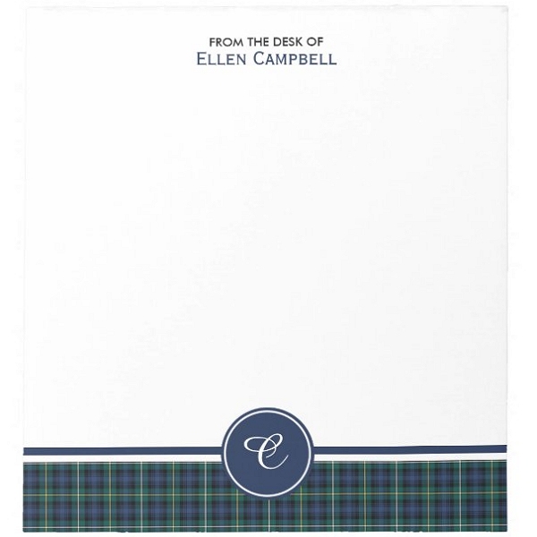 Note pad with Campbell tartan border