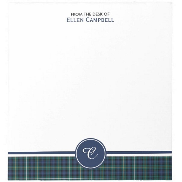 Clan Campbell Tartan Note Pad