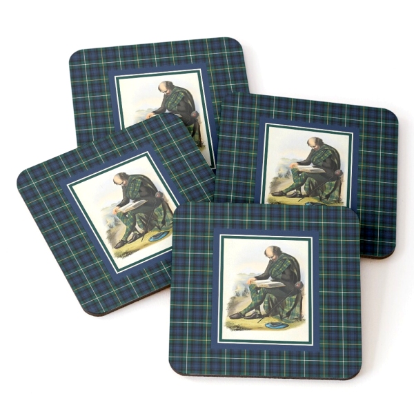 Campbell vintage portrait with tartan beverage coasters