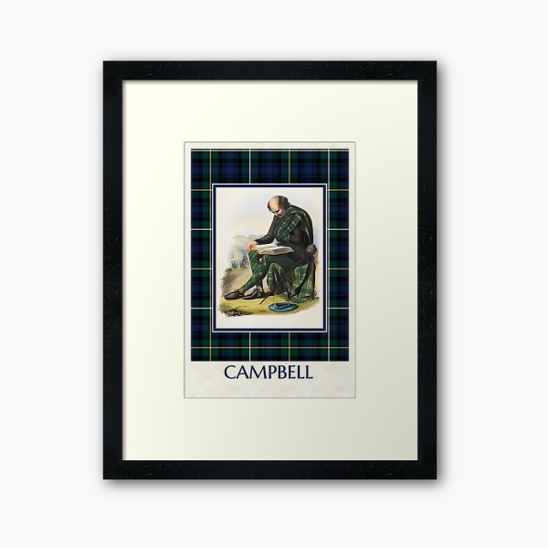 Campbell vintage portrait with tartan framed print