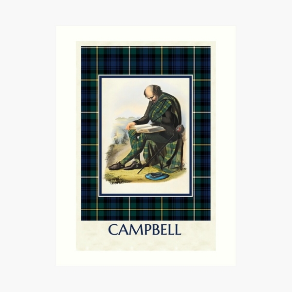 Campbell vintage portrait with tartan art print
