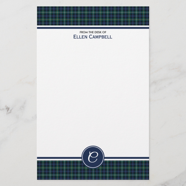 Stationery with Campbell tartan border
