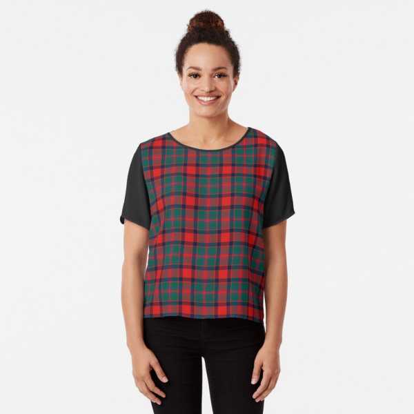 Carrick District tartan chiffon top