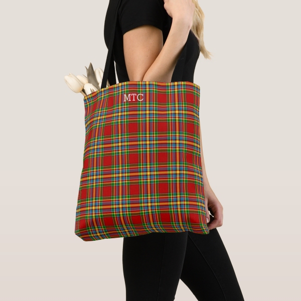 Chattan tartan monogram tote bag