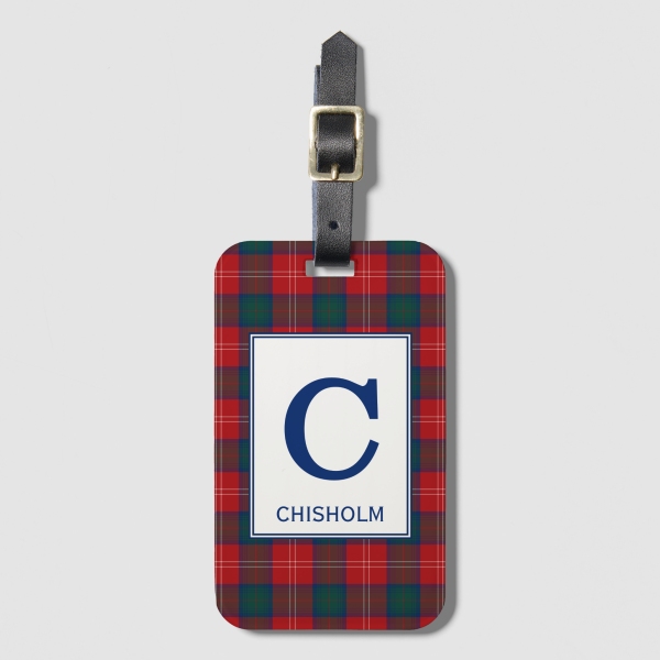 Chisholm tartan luggage tag