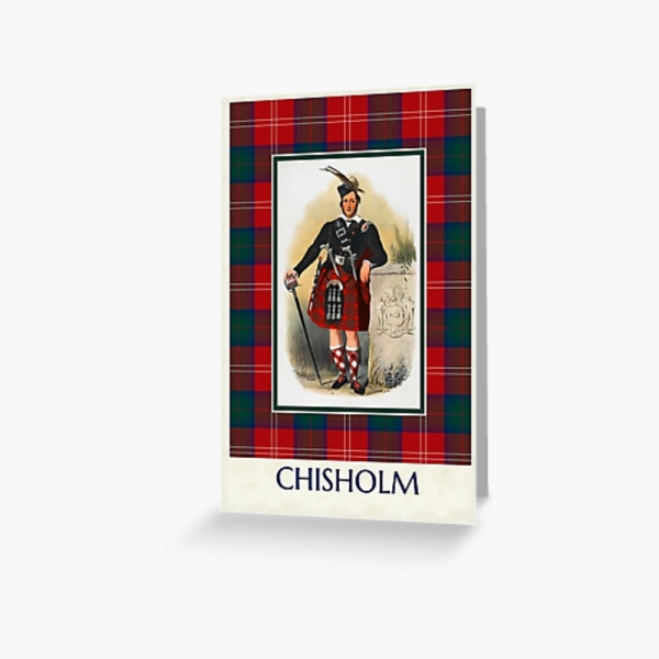 Chisholm vintage portrait with tartan greeting card