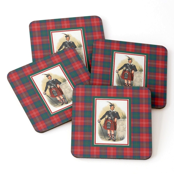 Chisholm vintage portrait with tartan beverage coasters