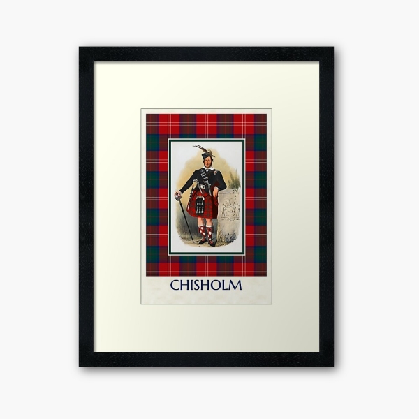 Chisholm vintage portrait with tartan framed print