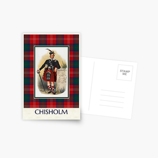 Chisholm vintage portrait with tartan postcard