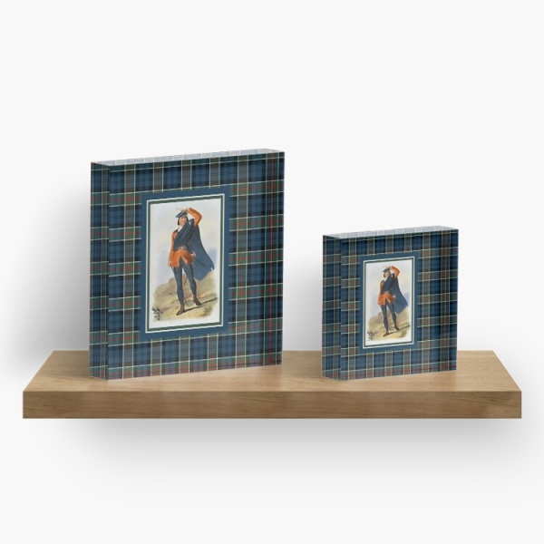 Colquhoun vintage portrait with tartan acrylic block