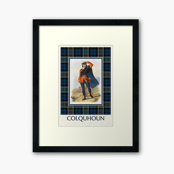 Colquhoun vintage portrait with tartan framed print