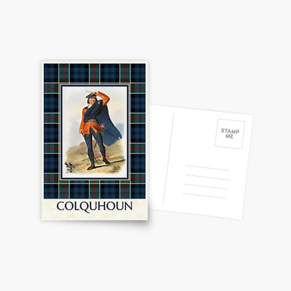 Colquhoun vintage portrait with tartan postcard