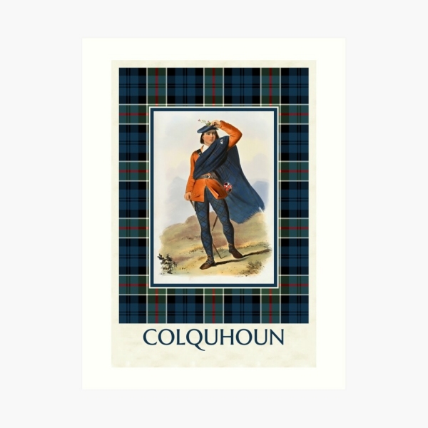 Colquhoun vintage portrait with tartan art print