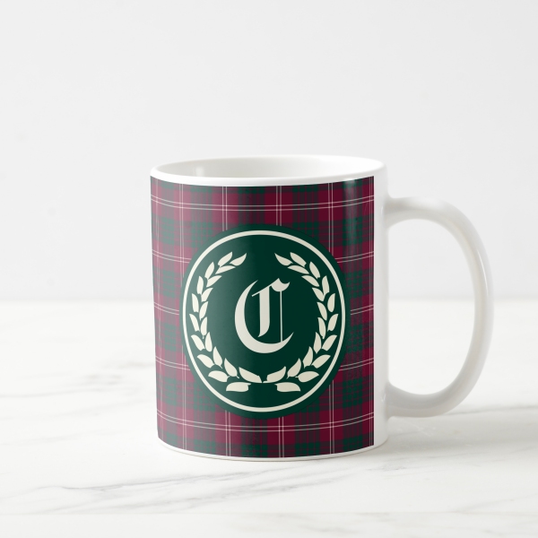 Crawford tartan monogrammed coffee mug