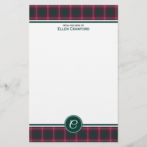 Stationery with Crawford tartan border